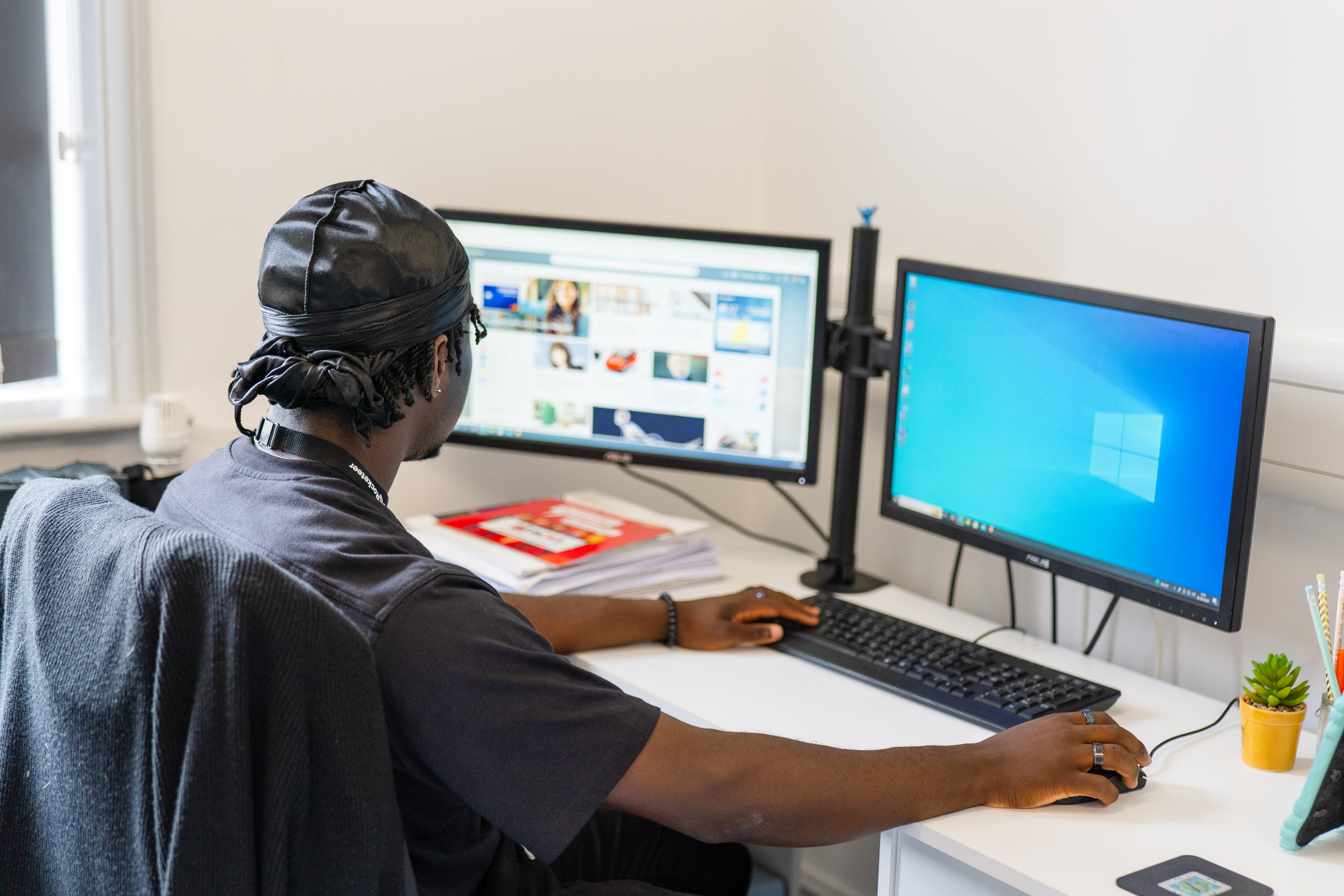 Man working on a computer