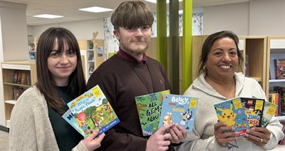 Lindsay, Joe and Farida from Burton library